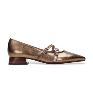 Ballerinas aus feinem Leder in Bronze
