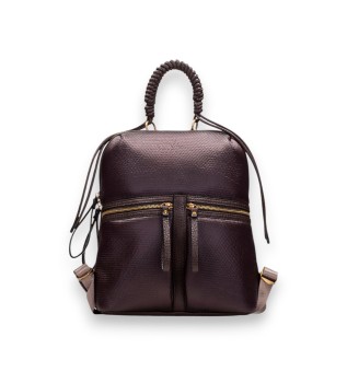 Mochila cremalleras marrón