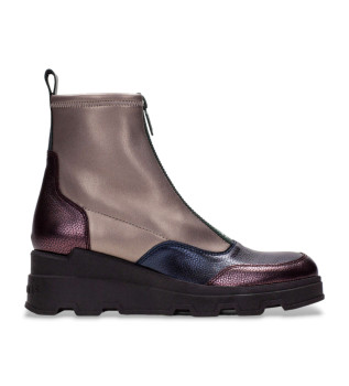 Lederstiefelette mit Bronze-Keil