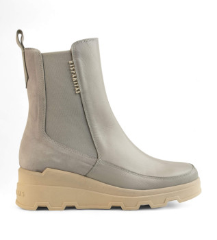 Bottines compenses en cuir gris Iron
