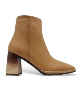 Bruin Monaco leren enkellaarsjes -Hoogte hak 7cm