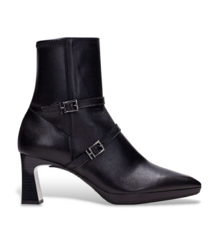 Zwart nappaleer enkellaarsjes