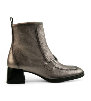 Leren enkellaarsjes Soho brons