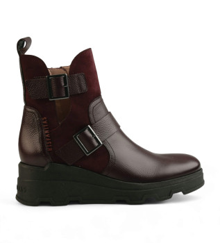 Bottines en cuir velours marron
