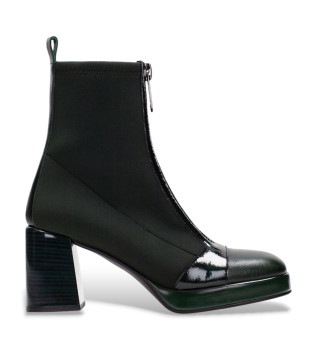 Green Velour Leather Ankle Boots