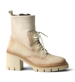Zurich Rock White Cream Leather Ankle Boots