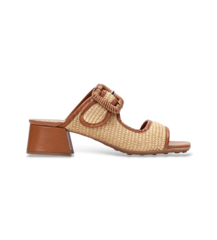 Brune raffia-sandaler