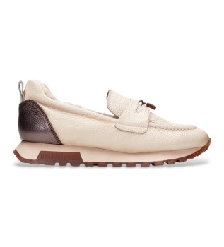 Oregon sneakers i beige læder