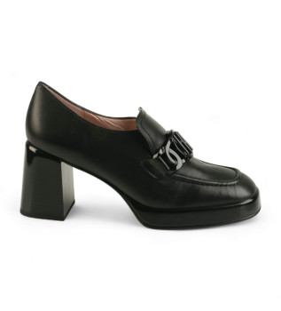 Lderskor med rund t svart