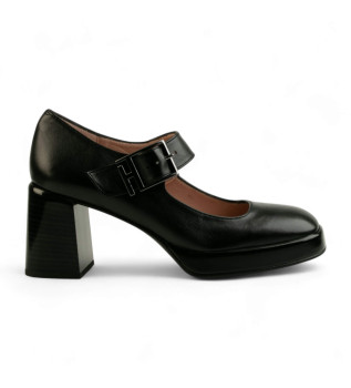 Schwarze Mary Jane Lederschuhe