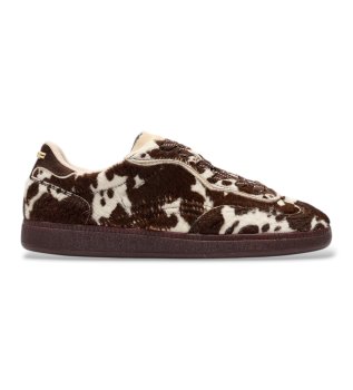 Sneakers in pelle marrone con stampa Park
