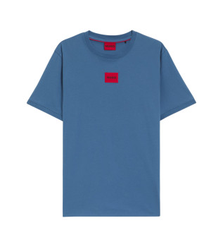 Blauw gebreid katoenen T-shirt