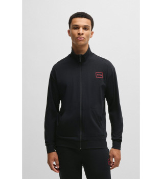 Entspannte Jacke mit gerahmtem Logo schwarz