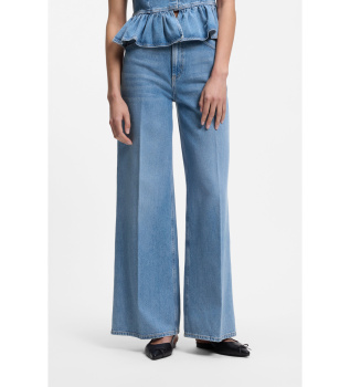 Jeans met wijde pijpen in blauwe denim