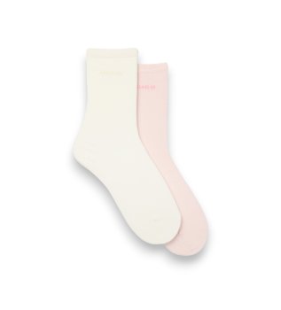 Set 2 Paires de Chaussettes Uni Logo blanc, rose