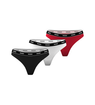 Lot de 3 tongs avec logo rouge, blanc, noir 