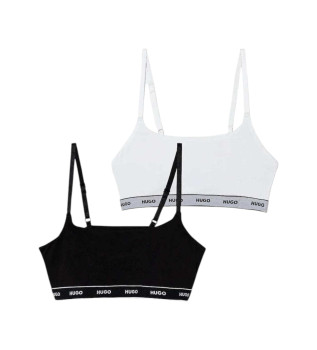 2er-Set Logo-BHs wei�, schwarz