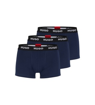 3-pack marinblå boxershorts med logotyp och midjeband 