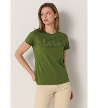Groen t-shirt met korte mouwen en pofopdruk
