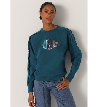 Grn sweatshirt med volang