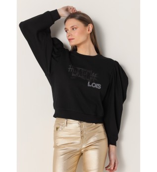 Sudadera Grafica Rokera con Manga Farol negro