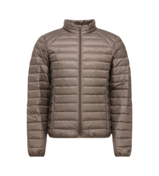 Manteau en duvet de plumes taupe mat
