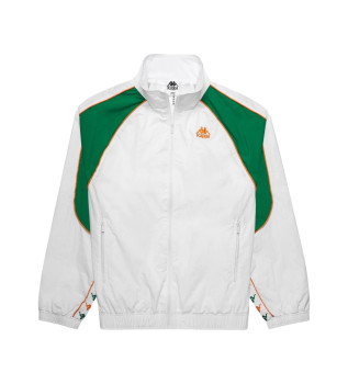 Jakkens logoer er hvide og grnne