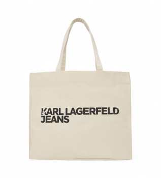 Canvasvska med beige logotyp