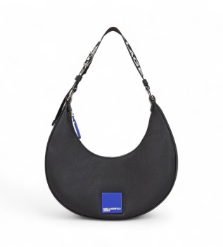 Borsa semicircolare con logo quadrato KLJ nera