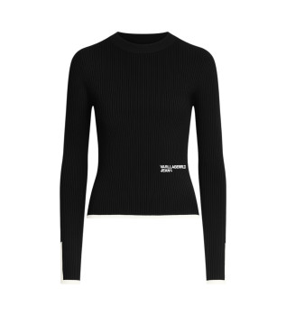 Zwart geribd T-shirt