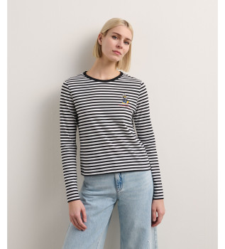 T-shirt s riscas Disney branca, preta