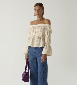 Blusa Addison arricciata beige