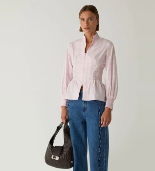 Camicia a quadri con cerniera rosa