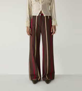 Pantalon Leroy en sergé rayé marron