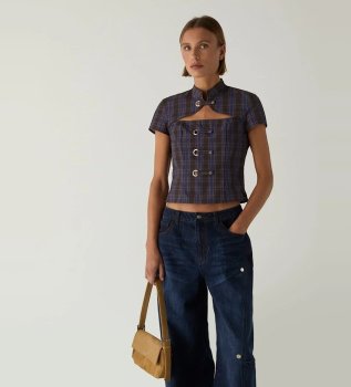 Brown plaid Azura top