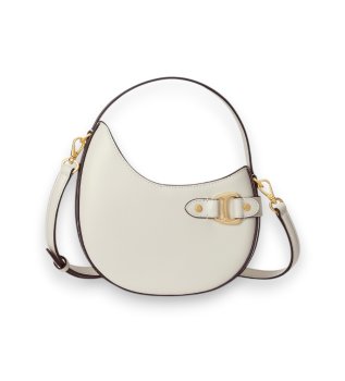 Borsa a tracolla piccola Tasha in pelle bianco sporco