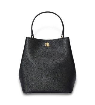 Borsa a secchiello piccola in pelle nera con tracolla Reese
