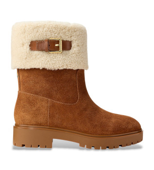 Allyson ankelboots i brun mocka och frskinn