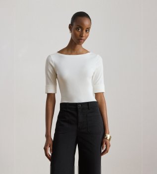 Wit T-shirt met boothals 