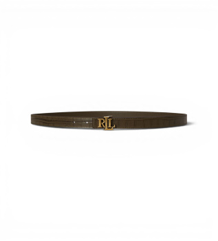 Brown leather belt with LRL buckle