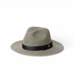 Svart fl�tad fedora i halm