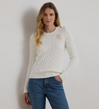 Pull avec boutons beige