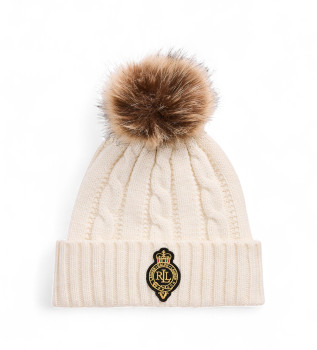 Gorro Crest Pom Pom beige