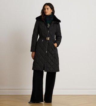 Daunenjacke mit schwarzem Kunstfell