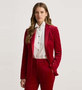 Blazer en velours stretch avec liseré rouge
