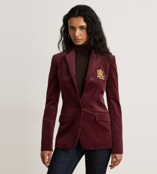Blazer en velours côtelé de coton avec écusson grenat