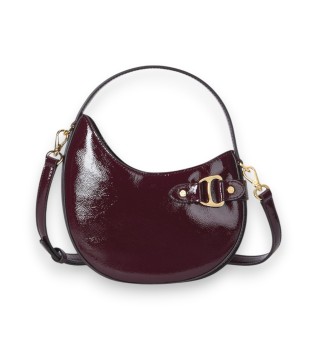 Tasha small patent burgundy patent leather crossbody bag