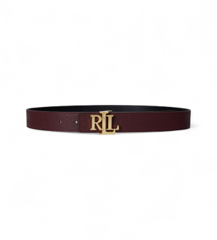 Reversible grained leather belt burgundy, black