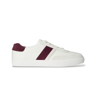 Zapatillas Braylee bicolor de piel y ante blanco, burdeos