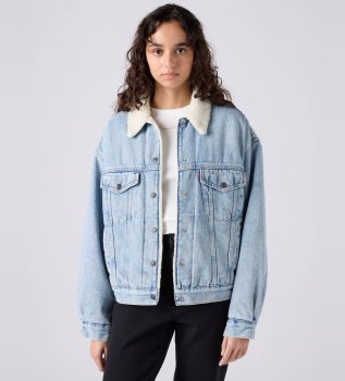 Jakke 90s Sherpa Trucker blå